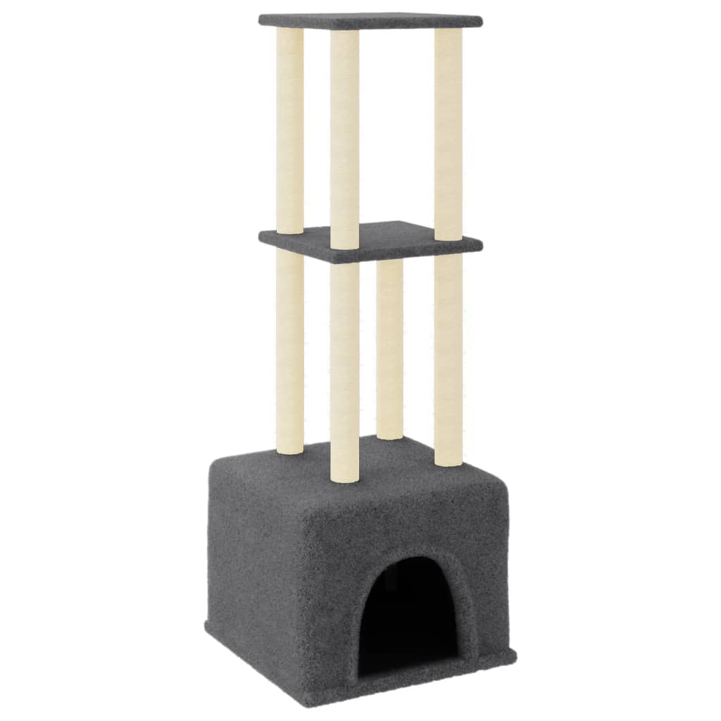 Muebles de gato de Vidaxl con postes de rascado de sisal 133.5 cm de gris oscuro