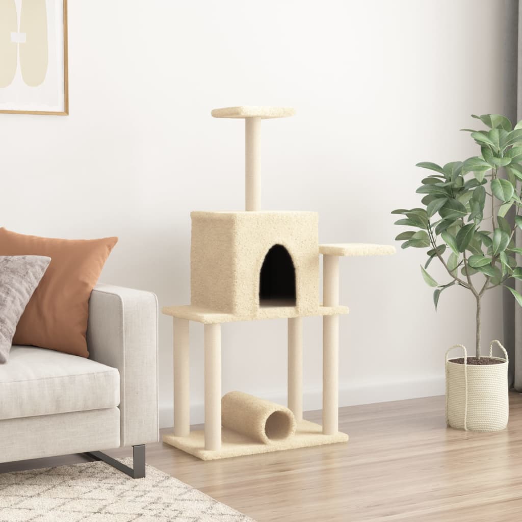 Vidaxl Cat Furniture avec Sisal Scratch Posts 122 cm Crème -Colored