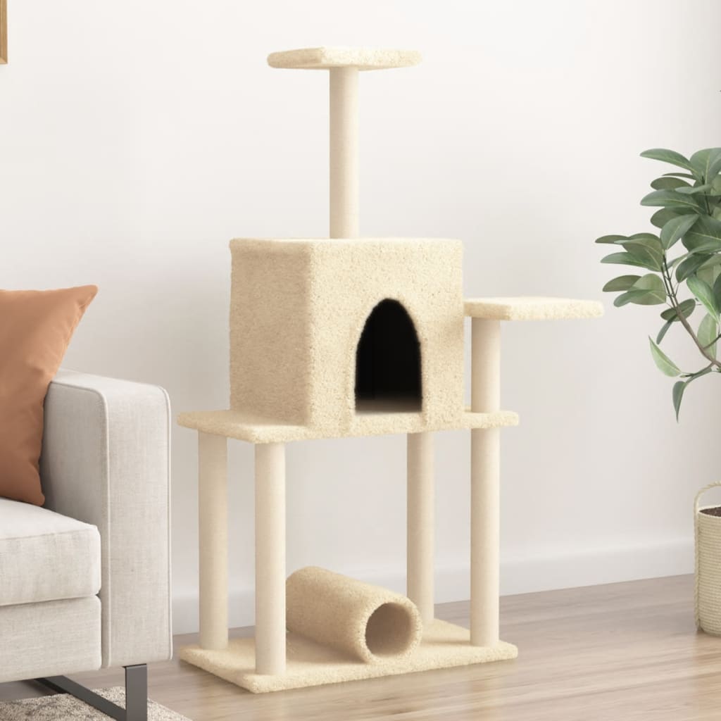 Muebles de gato de Vidaxl con postes de rascado de sisal 122 cm de crema