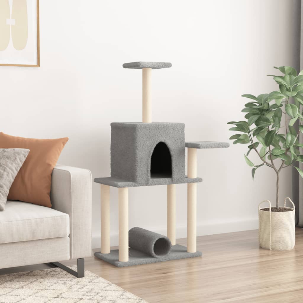 Vidaxl cat furniture with sisal scratching posts 122 cm light gray