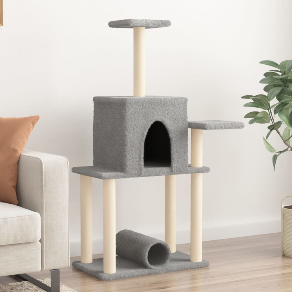 Vidaxl cat furniture with sisal scratching posts 122 cm light gray