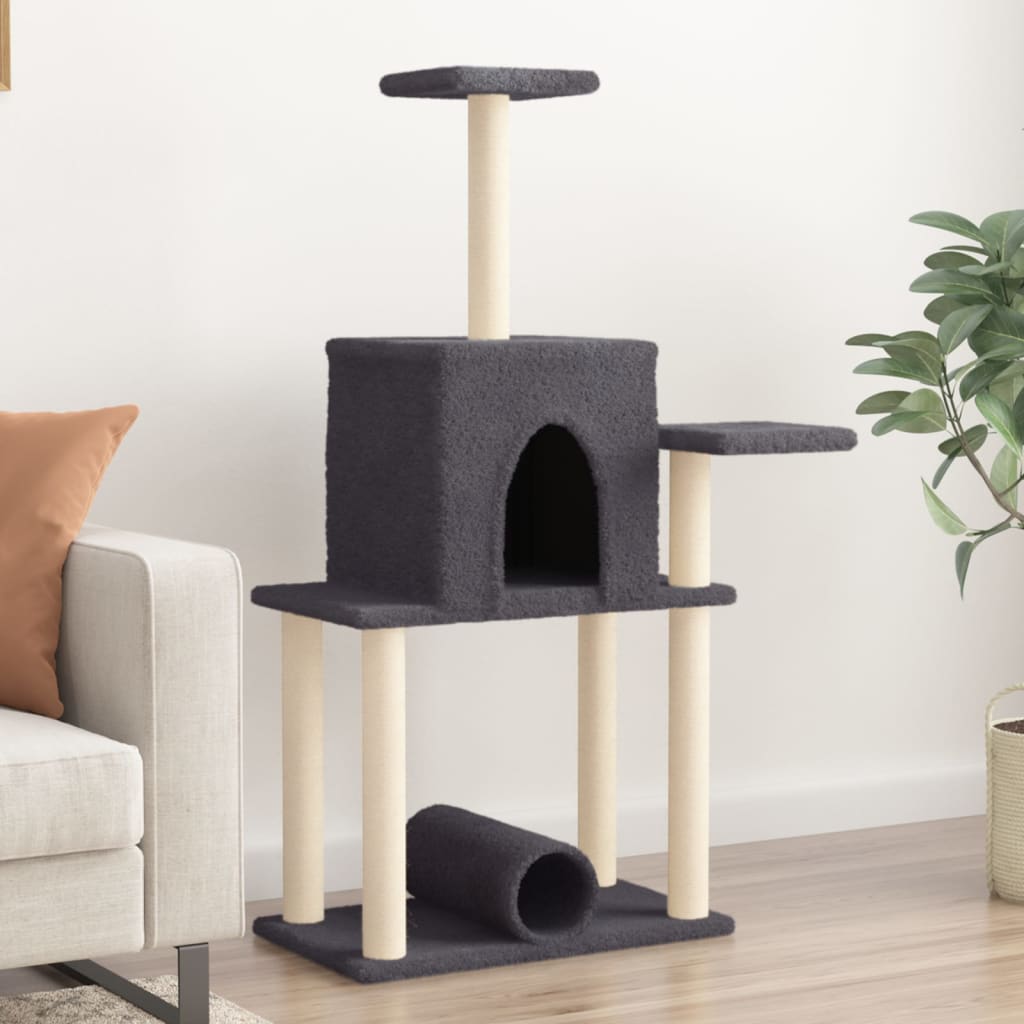 Vidaxl cat furniture with sisal scratching posts 122 cm dark gray