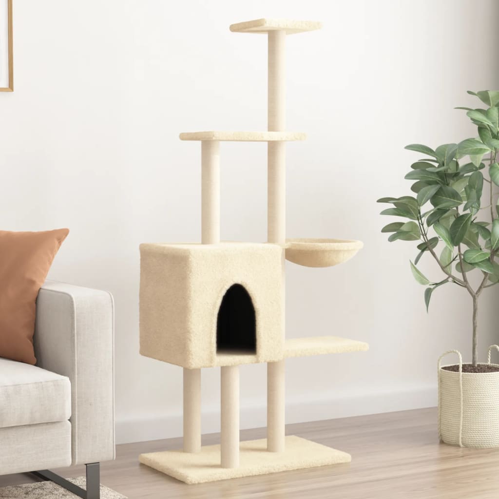 Vidaxl Cat Furniture avec Sisal Scratch Posts 145 cm Crème -Colored