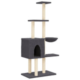 Muebles de gato de Vidaxl con postes de rascado de sisal 145 cm de gris oscuro