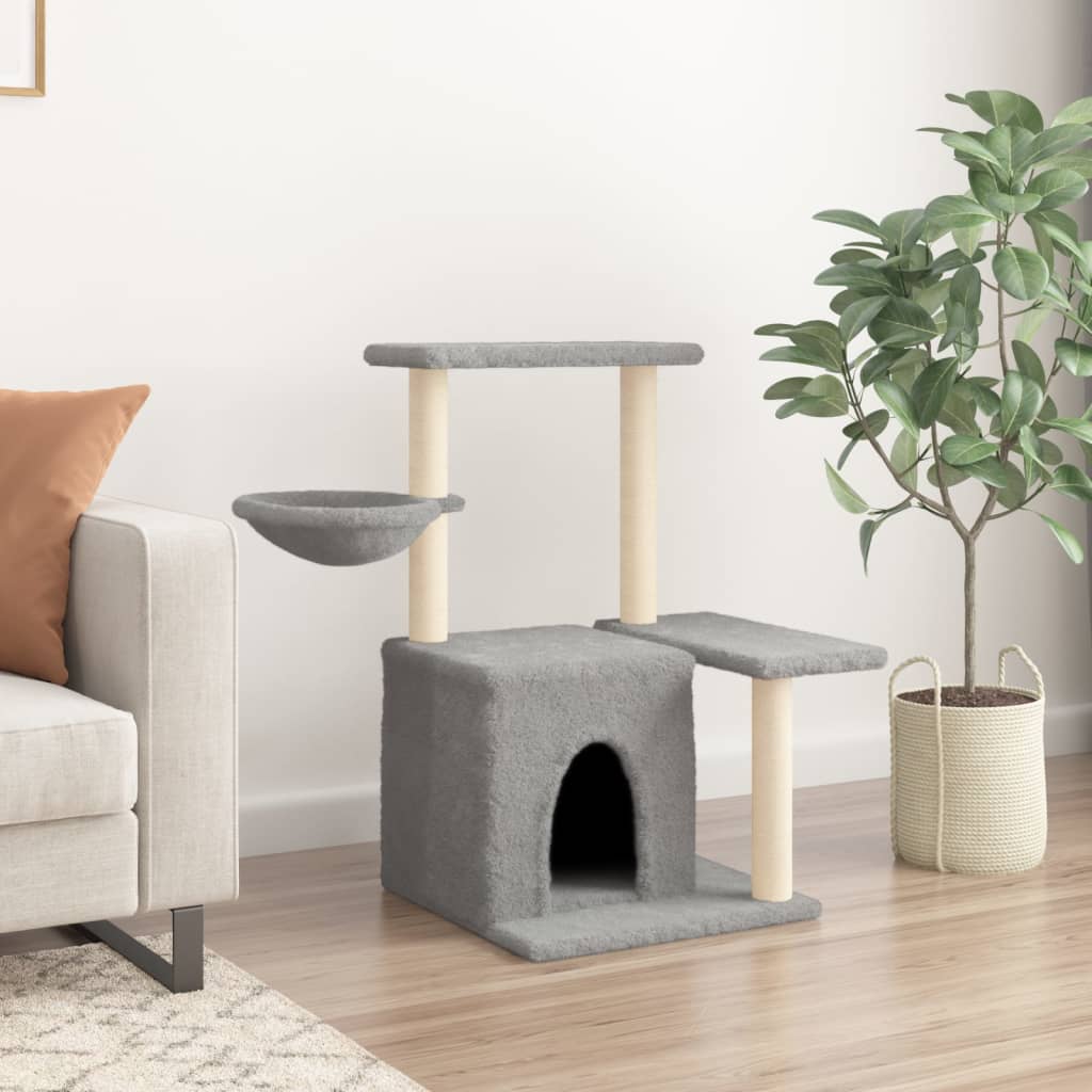 Muebles de gato de Vidaxl con postes de rascado de sisal 83 cm de gris claro