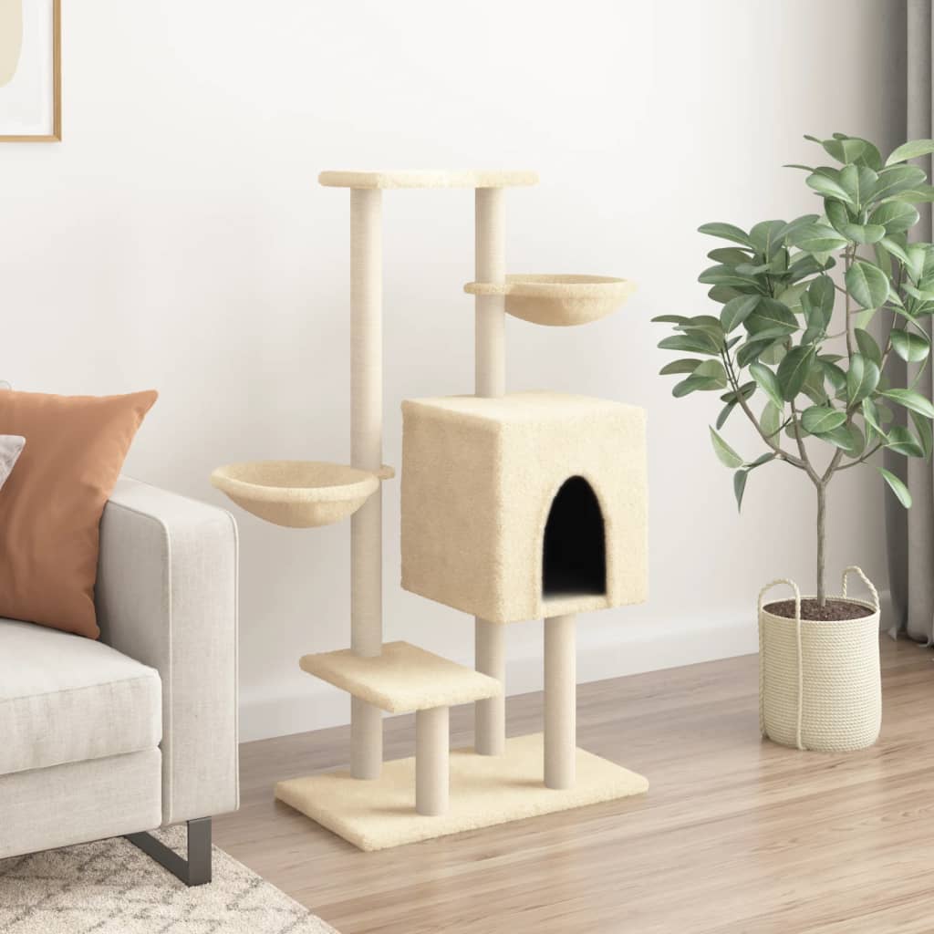 Vidaxl Cat Furniture avec Sisal Scratch Posts 117 cm Crème -Colored