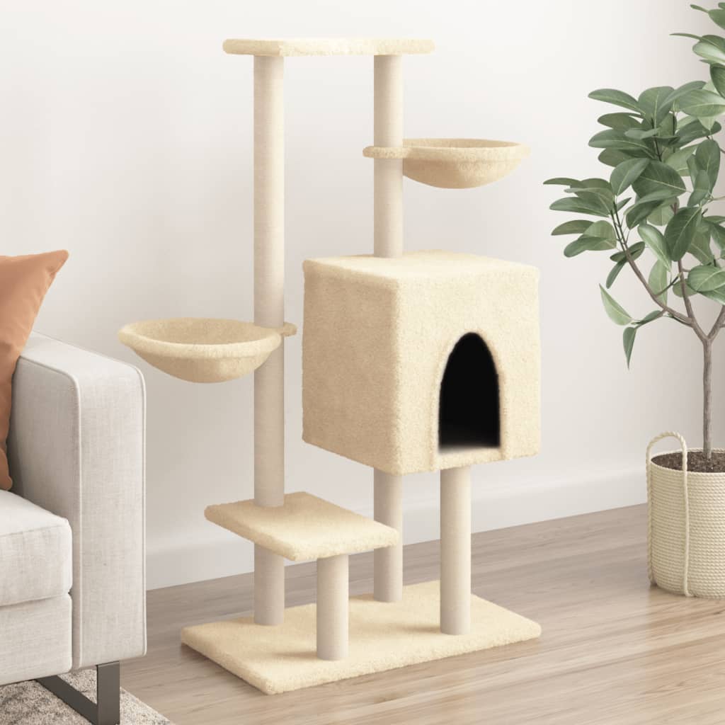 Vidaxl Cat Furniture avec Sisal Scratch Posts 117 cm Crème -Colored