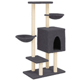 Muebles de gato de Vidaxl con postes de rascado de sisal 117 cm de gris oscuro