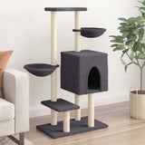 Muebles de gato de Vidaxl con postes de rascado de sisal 117 cm de gris oscuro