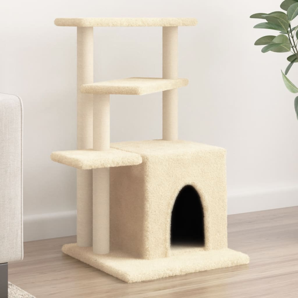 Vidaxl Cat Miwwelen mat Sisal Scratching Posts 83.5 cm Crème -Colored