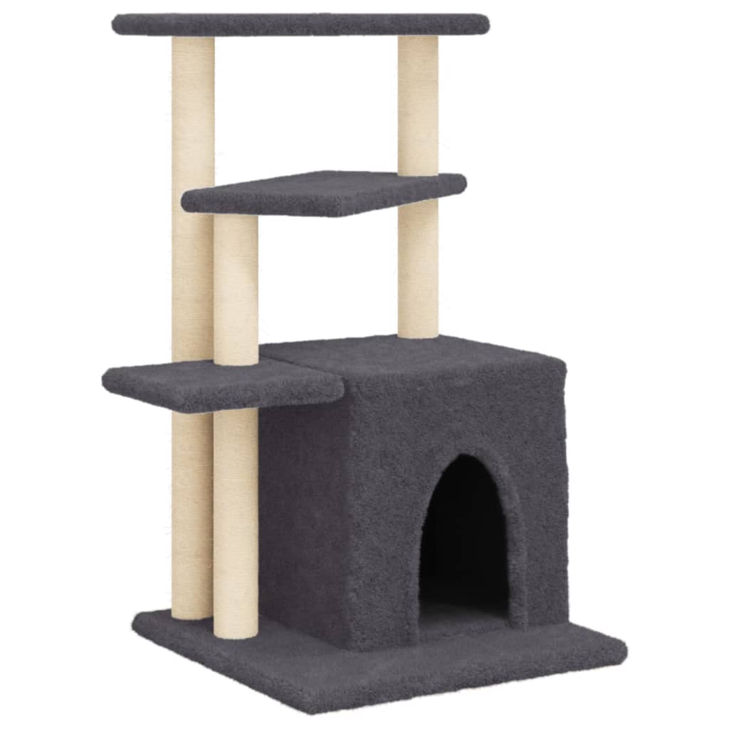 Vidaxl Cat Miwwelen mat Sisal Scratching Posts 83.5 cm donkel gro