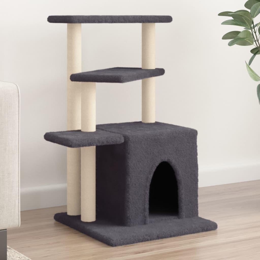 Vidaxl Cat Miwwelen mat Sisal Scratching Posts 83.5 cm donkel gro