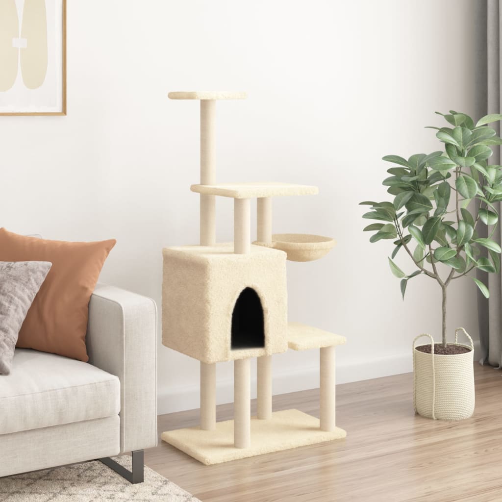 Vidaxl Cat Furniture avec Sisal Scratch Posts 131 cm Crème -Colored