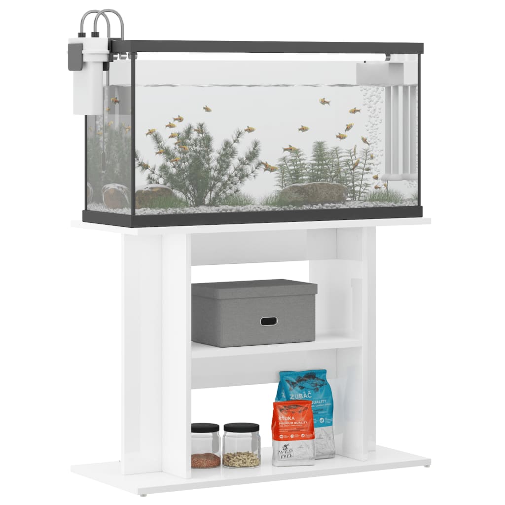 Vidaxl Aquarium Standard 80x35x60 cm Forarbejdet træ Højglanshvid