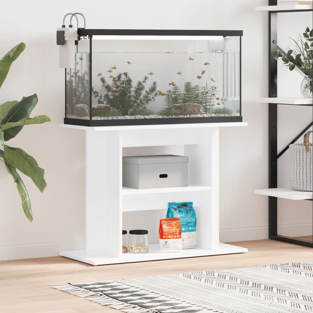 Vidaxl Aquarium Standard 80x35x60 cm verarbeitetes Holz Hochglanz weiß