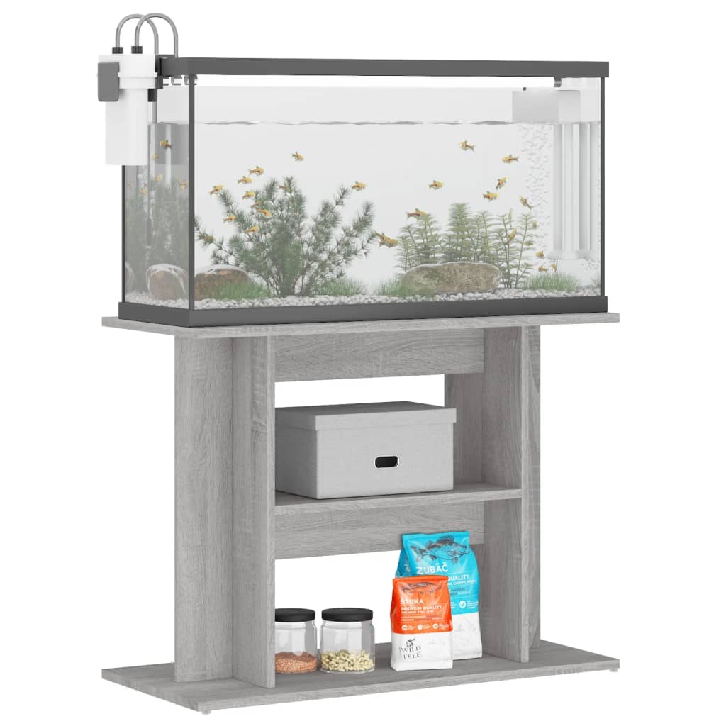 Vidaxl Aquarium Standard 80x35x60 cm bearbetad trägrå sonoma