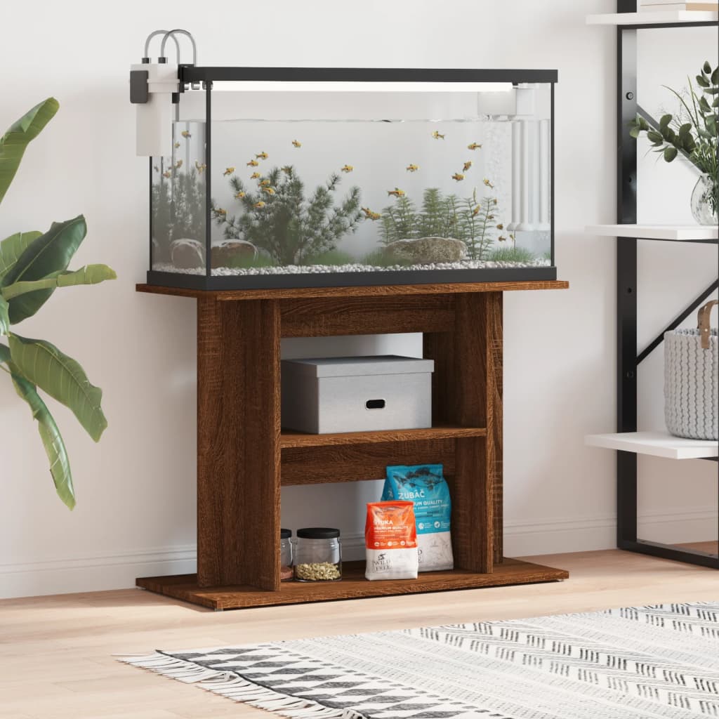 VidaXL Aquariumstandaard 80x35x60 cm bewerkt hout bruin eikenkleur