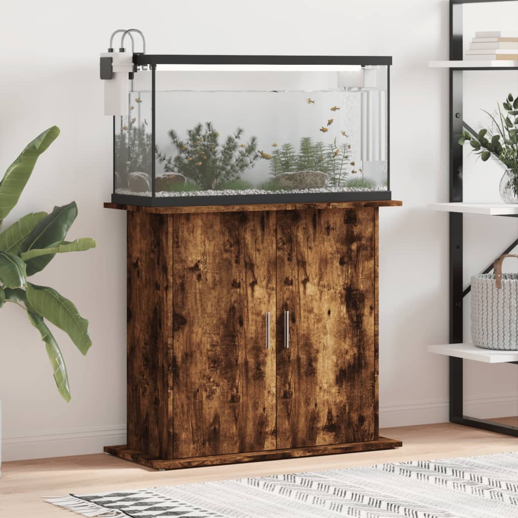 VidaXL Aquariumstandaard 81x36x73 cm bewerkt hout gerookt eikenkleurig