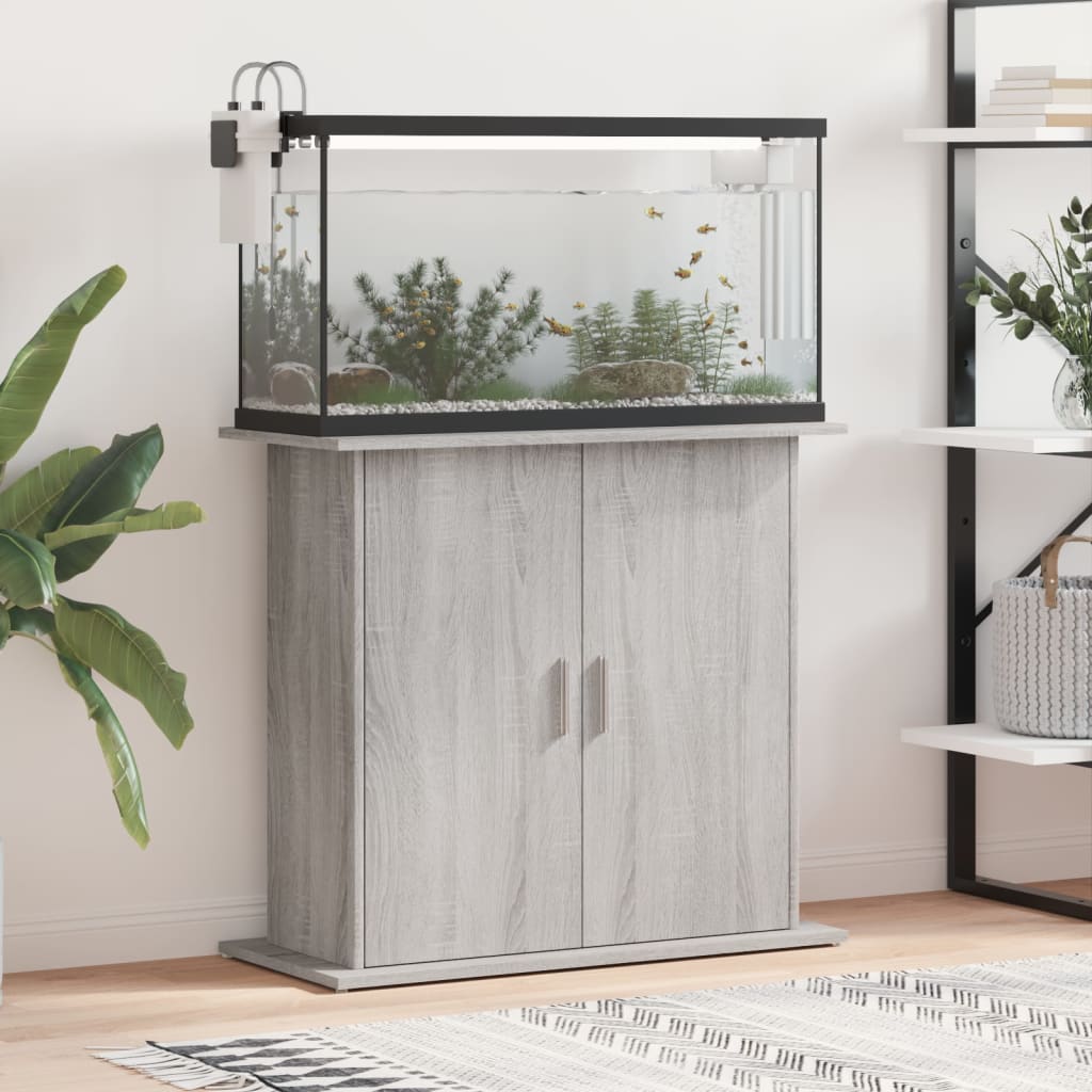 VidaXL Aquariumstandaard 81x36x73 cm bewerkt hout grijs sonoma eiken