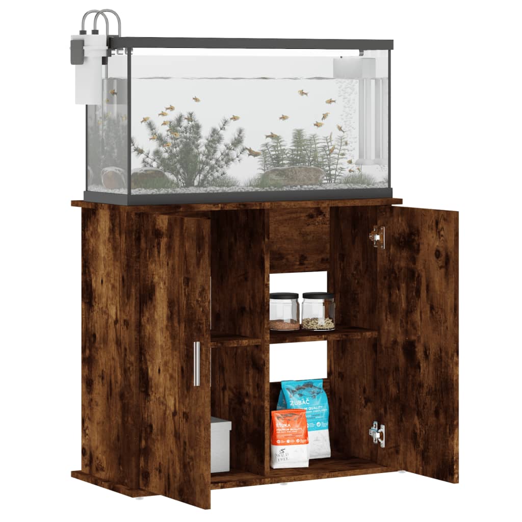 VidaXL Aquariumstandaard 81x36x73 cm bewerkt hout gerookt eikenkleurig