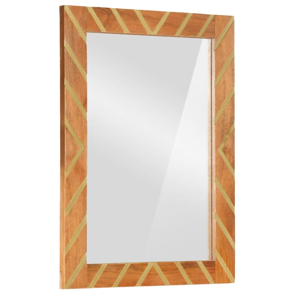 Vidaxl Mirror de baño 50x70x3 cm Madera de mango sólida y vidrio marrón