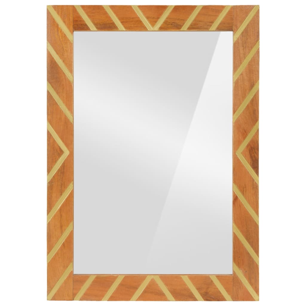 Vidaxl Mirror de baño 50x70x3 cm Madera de mango sólida y vidrio marrón