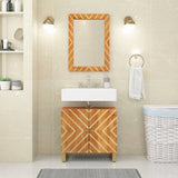 Vidaxl Mirror de baño 50x70x3 cm Madera de mango sólida y vidrio marrón