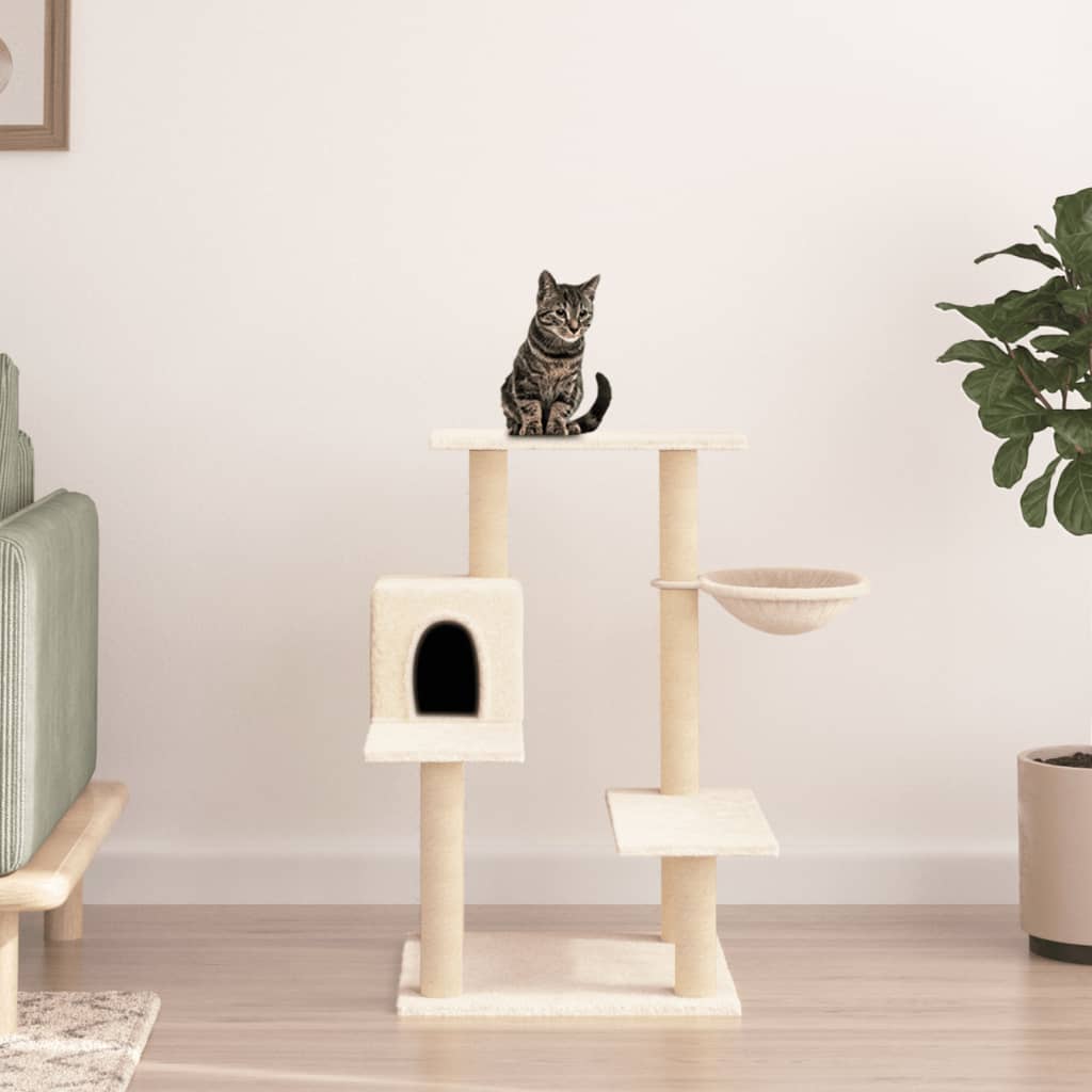 Muebles de gato de Vidaxl con postes de rascado de sisal 82.5 cm de crema -cocinera