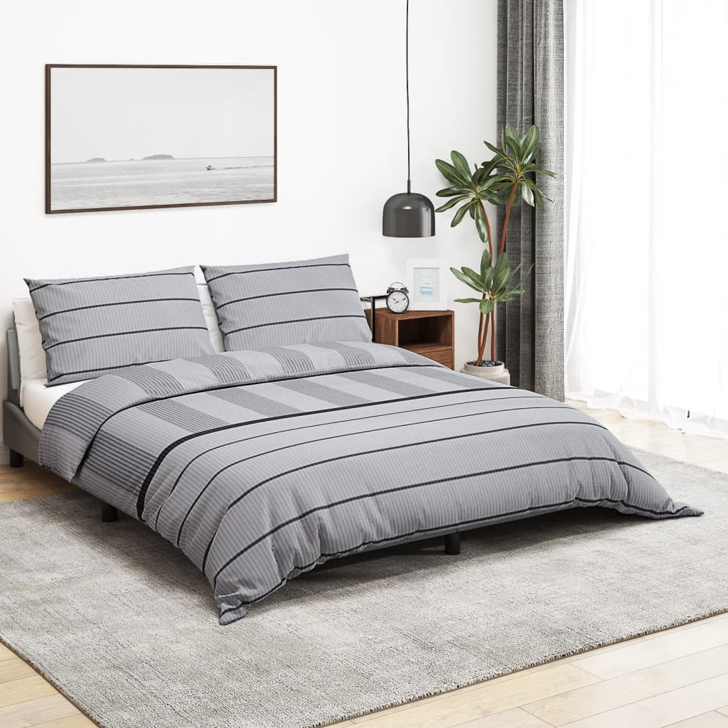 Vidaxl Duvet Overray Set 140x200 cm bomull grå