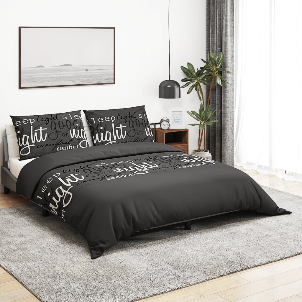 Vidaxl Duvet Overray sett 240x220 cm bomullssvart