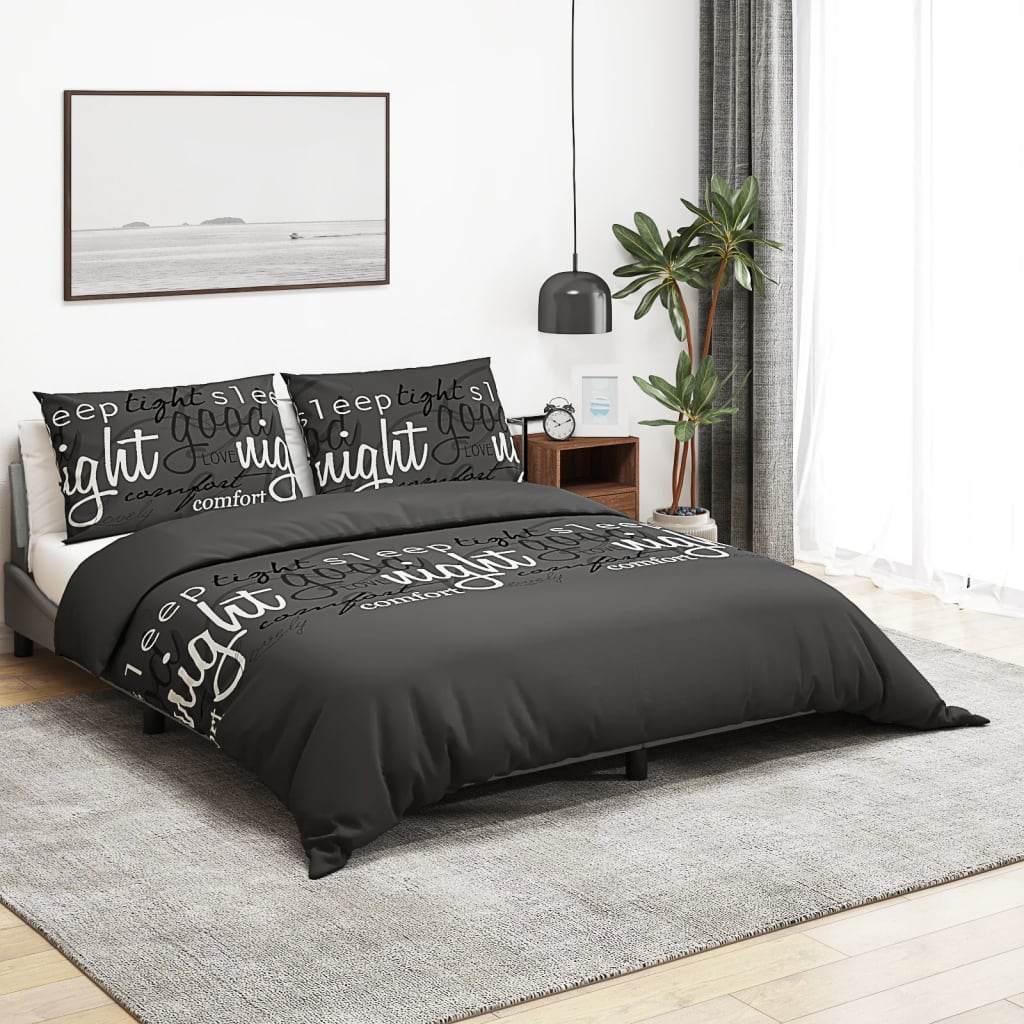 VIDAXL DUVET OVERLAY SET 200x200 cm bomullssvart