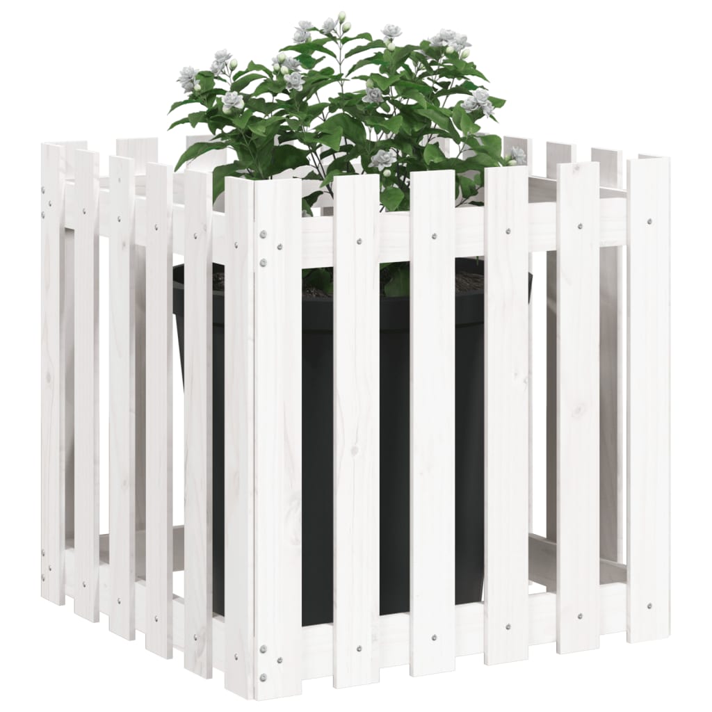 Vidaxl Planning box with fencing 60x60x60 cm Solid pine white