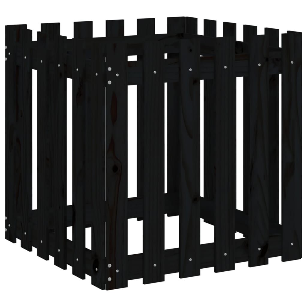 Vidaxl Planning box with fencing 60x60x60 cm Solid pine black