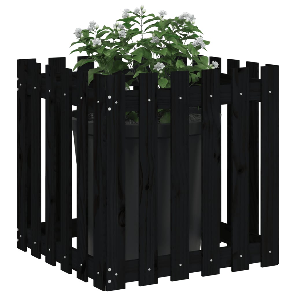 Vidaxl Planning box with fencing 60x60x60 cm Solid pine black