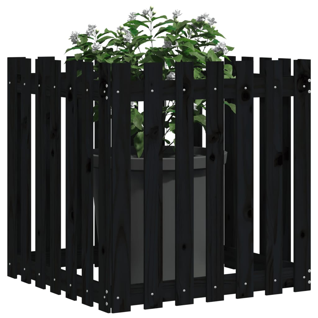 Vidaxl Planning box with fencing 70x70x70 cm Solid pine black