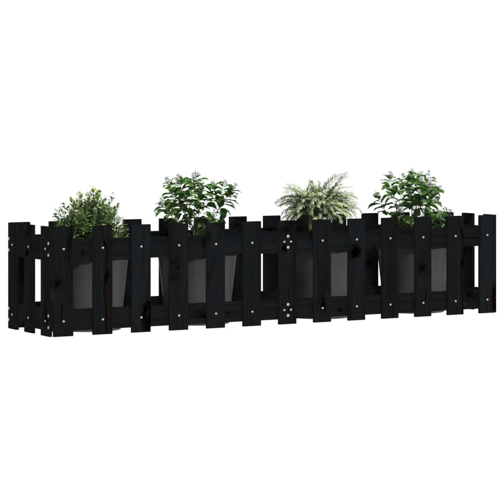 VidaXL Planter Insent Hek Design 150x30x30 cm Pine wood Black