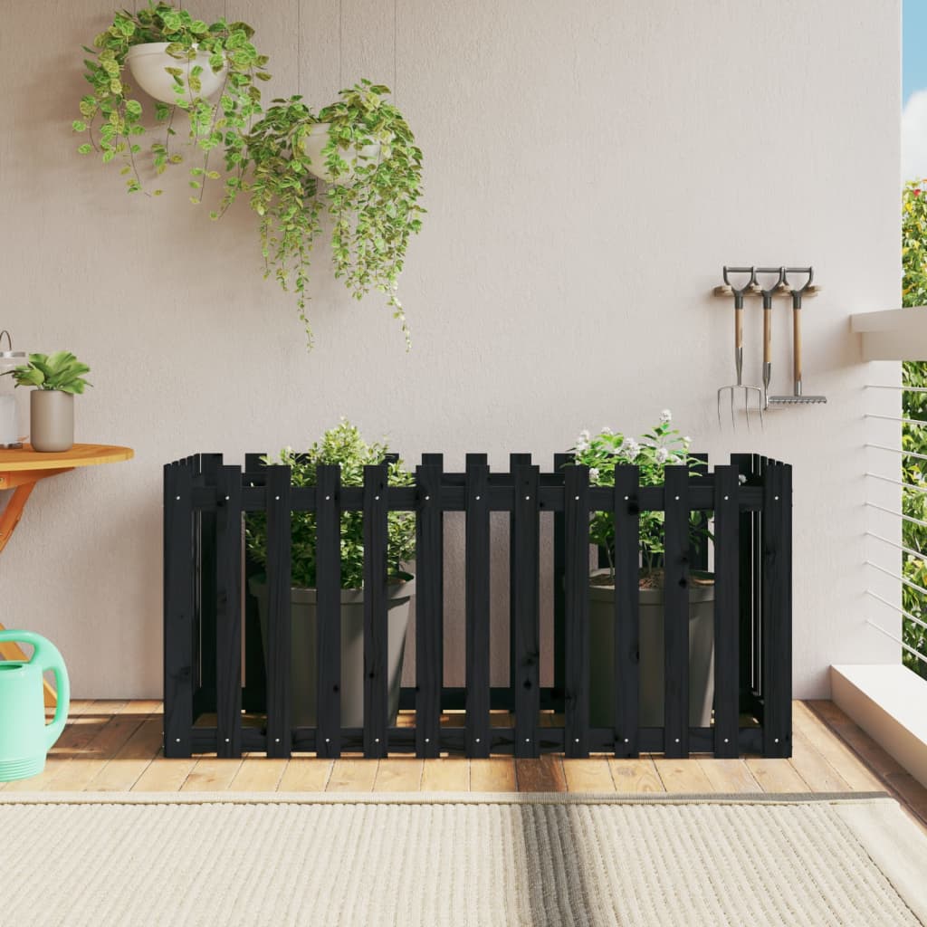 VidaXL Planter Insent Hek Design 150x50x70 cm Pine wood Black