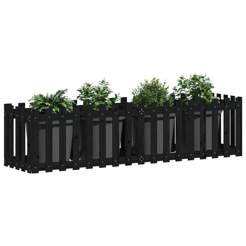 Vidaxl Planter Insent Hek Design 200x50x50 cm fyrretræ sort