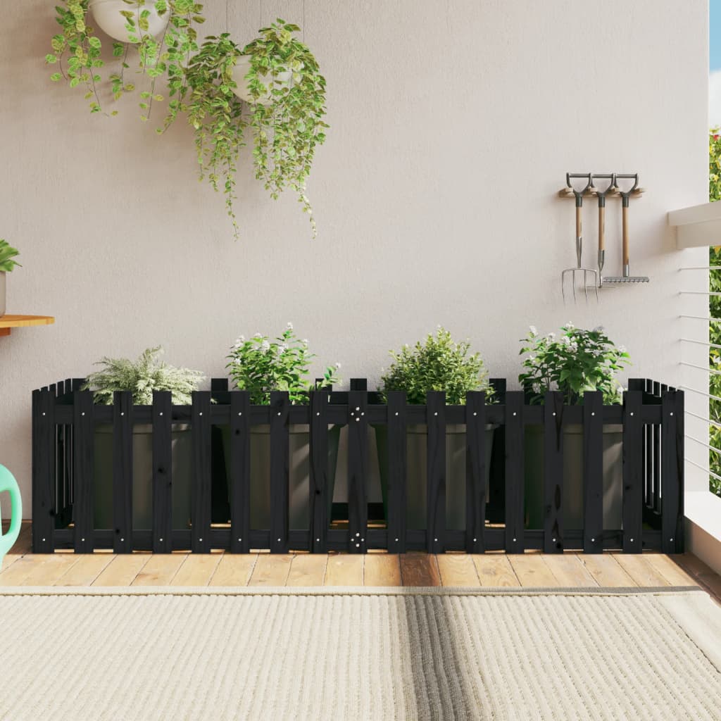 Vidaxl Planter Insent Hek Design 200x50x50 cm fyrretræ sort