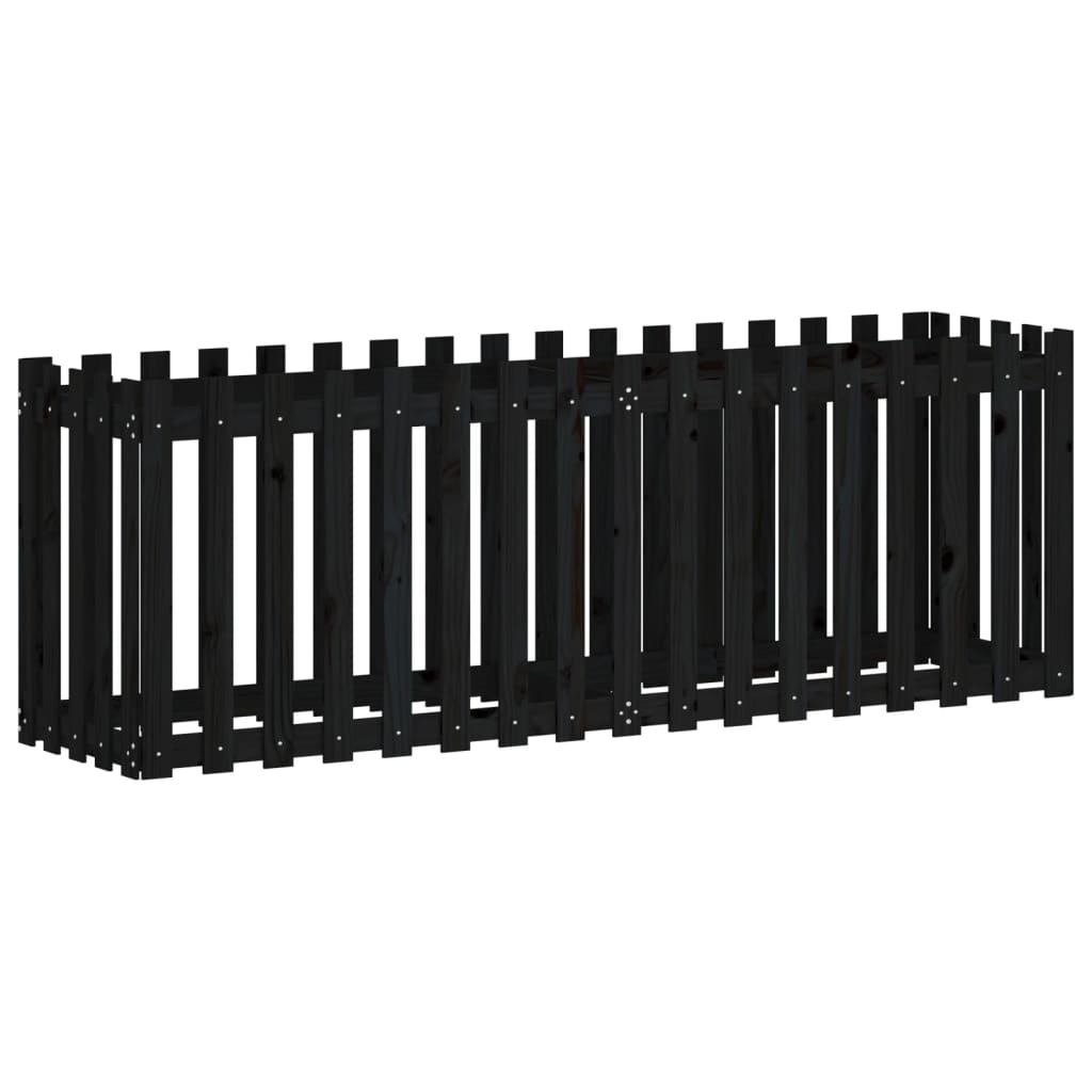 VidaXL Planter Insent Hek Design 200x50x70 cm Pine wood Black