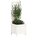 VidaXL Planter with rack 39x39.5x114 cm Solid pine white white