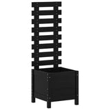 VidaXL Planter with rack 39x39.5x114 cm solid pine wood black