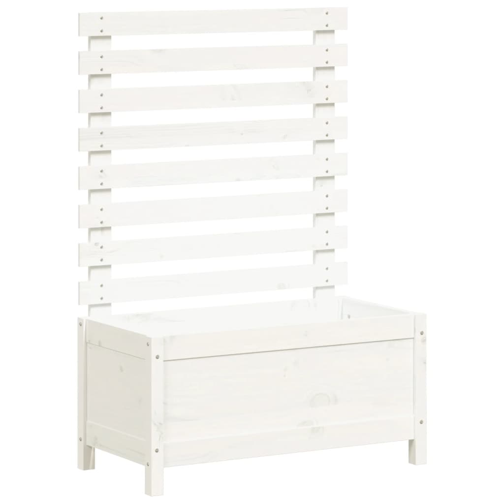 VidaXL Planter with rack 79x39.5x114 cm Solid pine white white