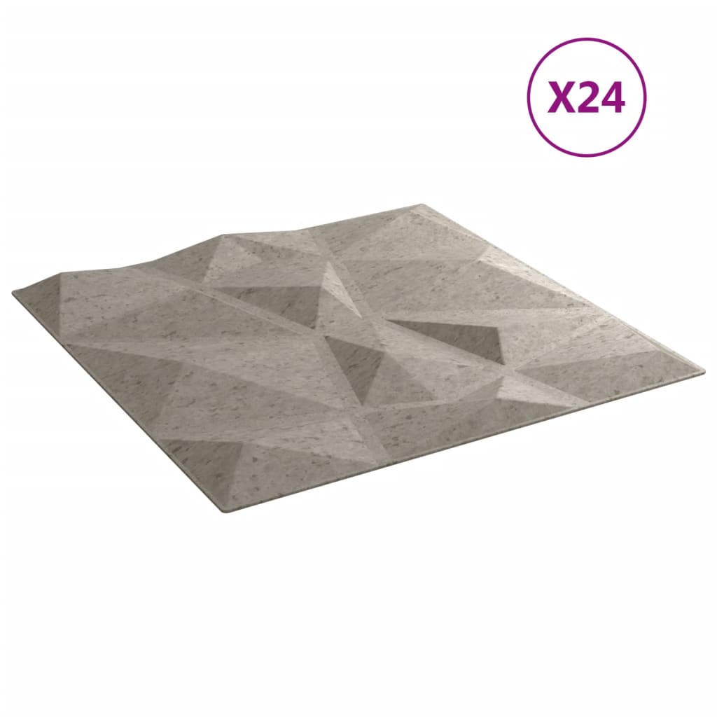 VidaXL 24 st Wandpanelen diamant 6 m² 50x50 cm XPS betongrijs