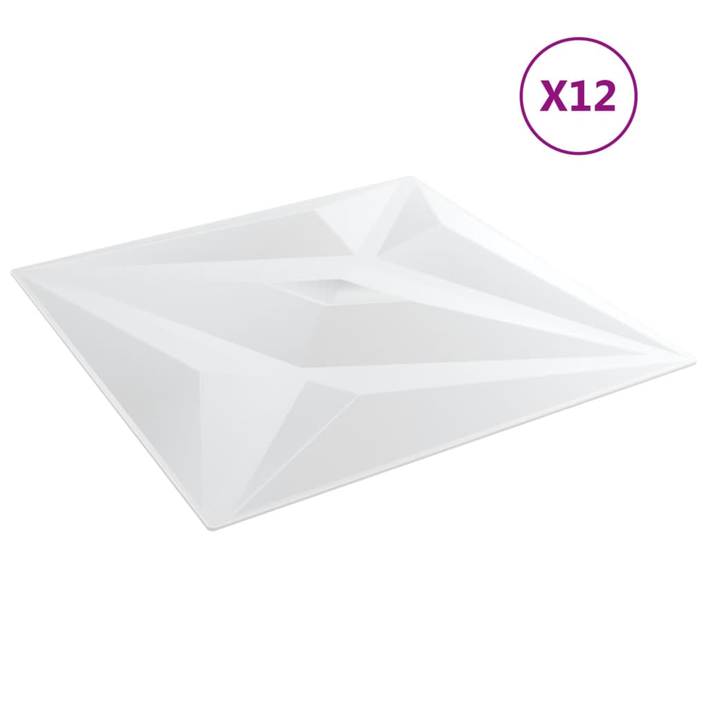 Vidaxl 12 paneli ściennych Star 3 m² 50x50 cm xps biały