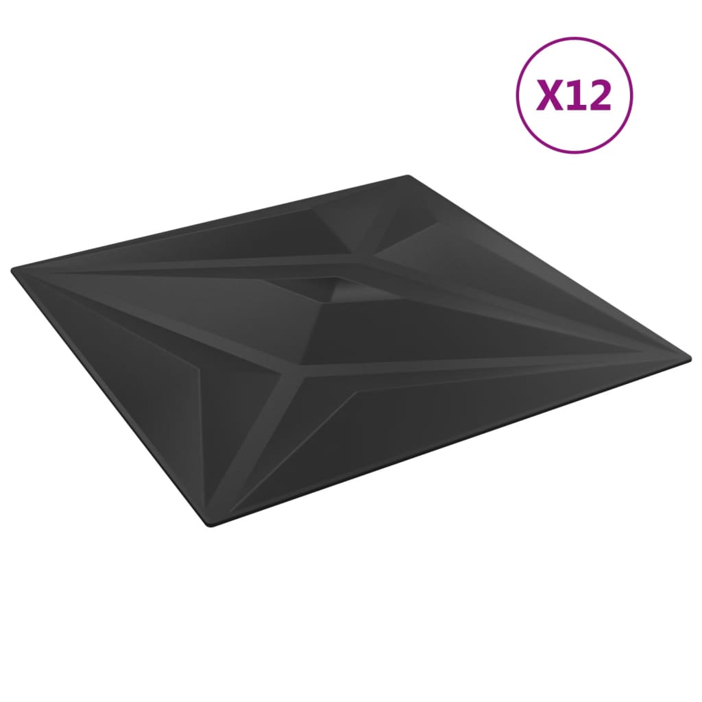 Vidaxl de 12 st Paneles de pared Estrella 3 m² 50x50 cm XPS NEGRO