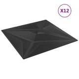 Vidaxl 12 st Wall panels star 3 m² 50x50 cm XPS Black