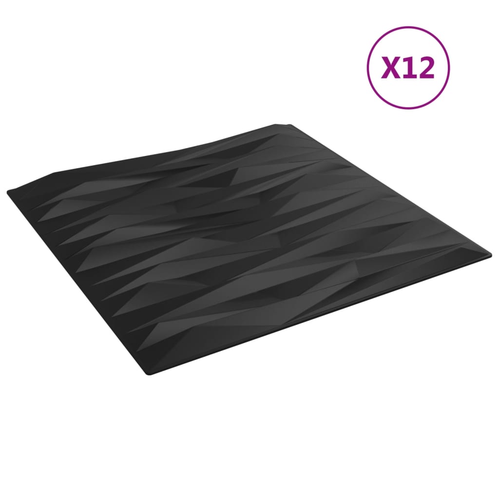 Vidaxl 12 pannelli murali Stone 3 m² 50x50 cm xps nero