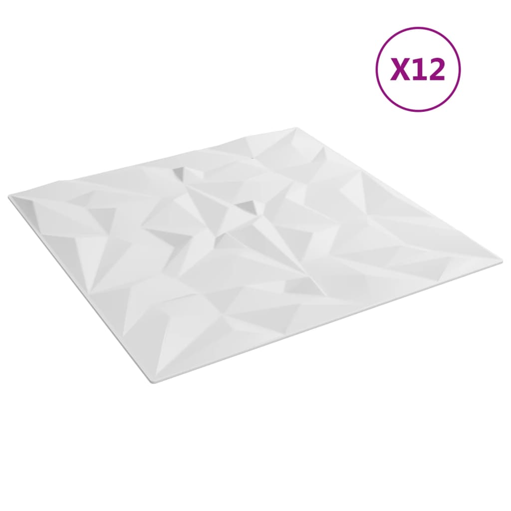 Vidaxl 12 paneles de pared ametista 3 m² 50x50 cm XPS blanco