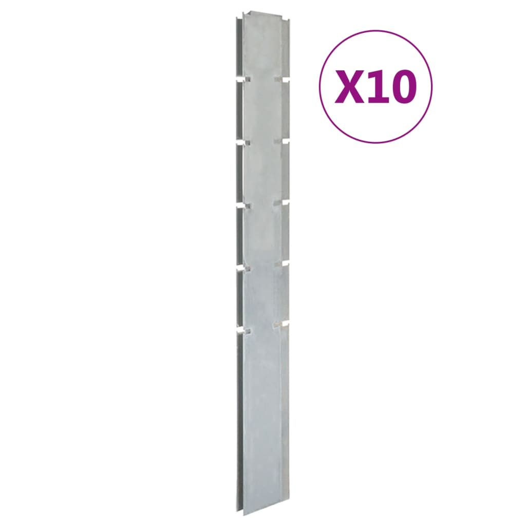 Postzy Vidaxl Fence 10 st 160 cm galvanizované ocelové stříbrné barvy